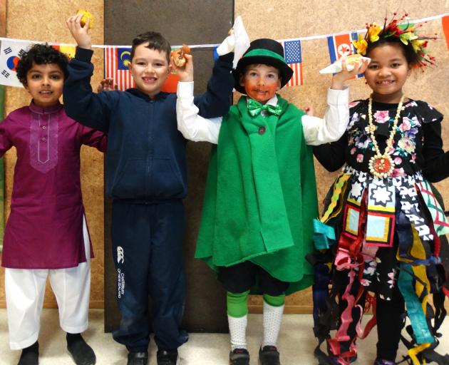 Remarkables Primary School pupils (from left) Musa Hisham (6), Tyler Love (7), Hector Tanner (7)...