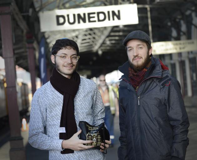 Rabbis Menachem Spielman (left) and Sruly Myhill in the city yesterday to connect with local Jews...