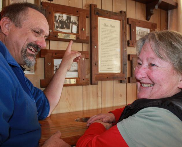 Clarks Junction Hotel owners Adrian and Gillian Bardrick admire some of the hotel's history....