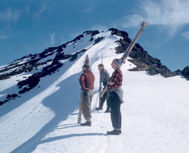 Skiers on Mt Luxmore. Photo: Barry Campbell 