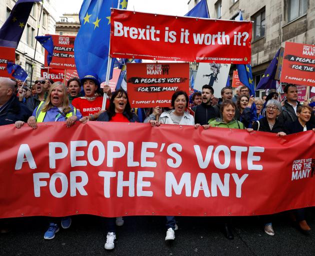 Protesters calling for a second referendum on the UK's exit from the EU. Photo: Reuters