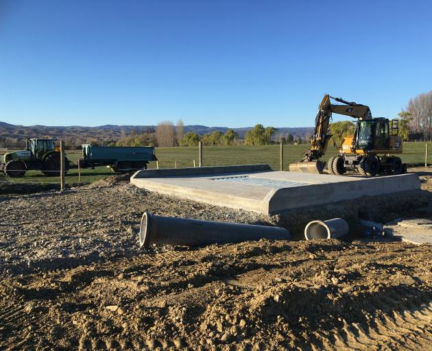 Heavy machinery sits on the construction site of the Otago Regional Council's latest stock truck...