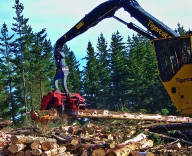 The Productivity Commission wants up to a further 2.8million ha of forests planted; pictured, City Forests harvesting a block near Dunedin. Photo: Ross Chambers