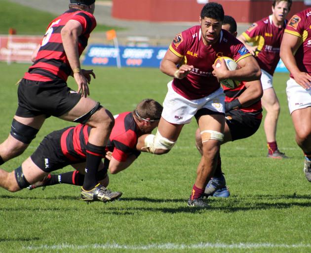 Southland B blindside flanker Presley Tufuga in action in yesterday’s 41-21 loss to Canterbury B...