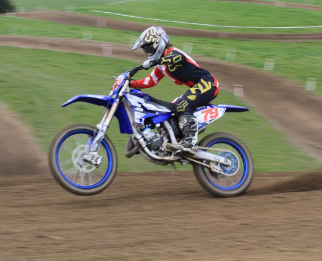 Roma Edwards (16) rides to victory  in a round of  the New Zealand Veteran and Women’s Motocross...
