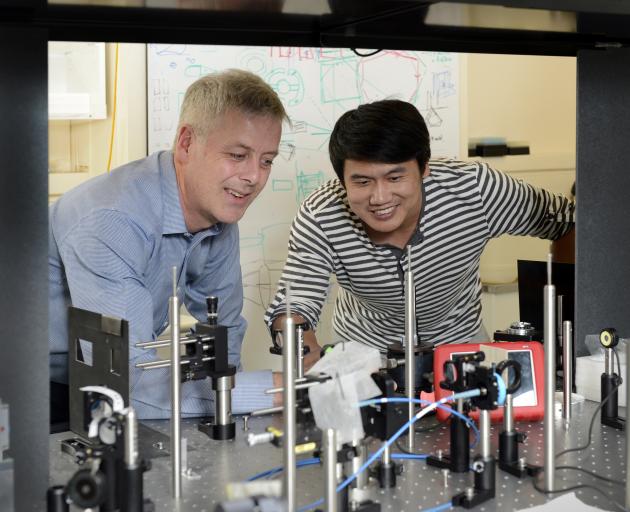 University of Otago research leader Prof Richard Blaikie and physics research fellow Dr Boyang...