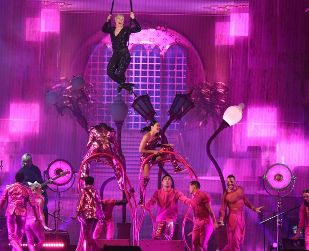 Pink wowed the crowd with her colourful and energetic show. Photo: Stephen Jaquiery