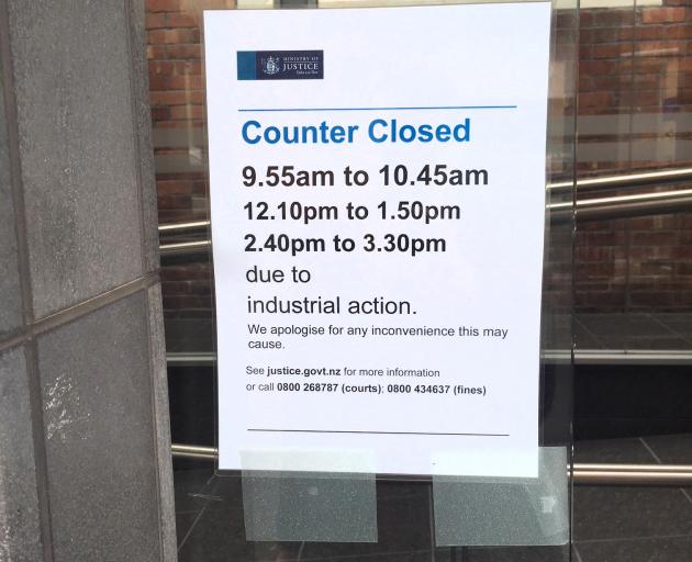 A sign at the entrance to the Dunedin District Court. Photo: Rob Kidd