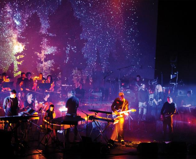 Rhian Sheehan on stage with his multi-media experience. Photo: Supplied