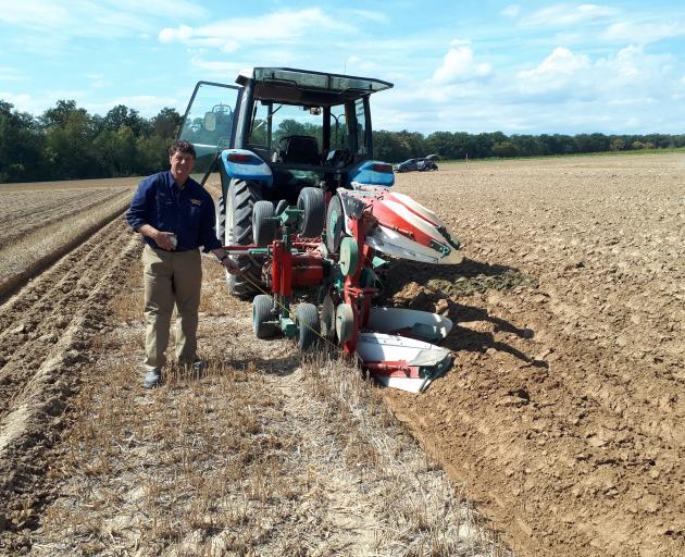 Timaru ploughman Bob Mehrtens measures his progress on German soil at the world champs. Photo: Supplied