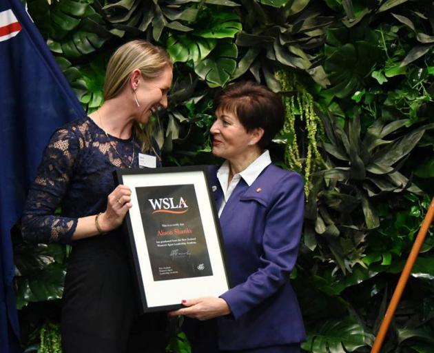 New Zealand Governor-General Dame Patsy Reddy congratulates Women's Sport Leadership Academy...
