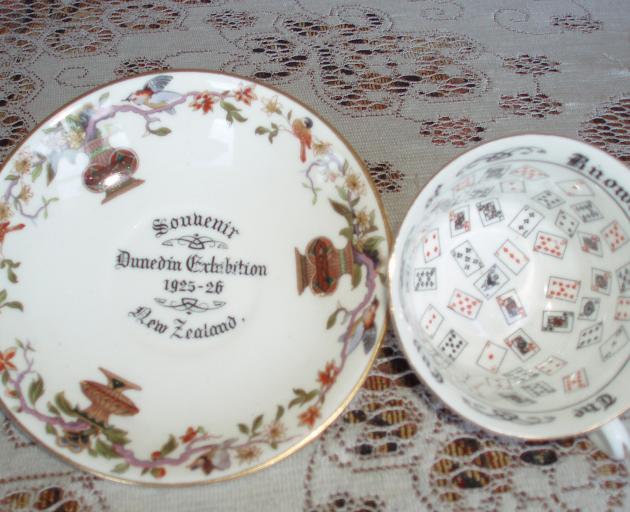 Daphne McLay's father went to the exhibition and the family came back with this souvenir crockery...