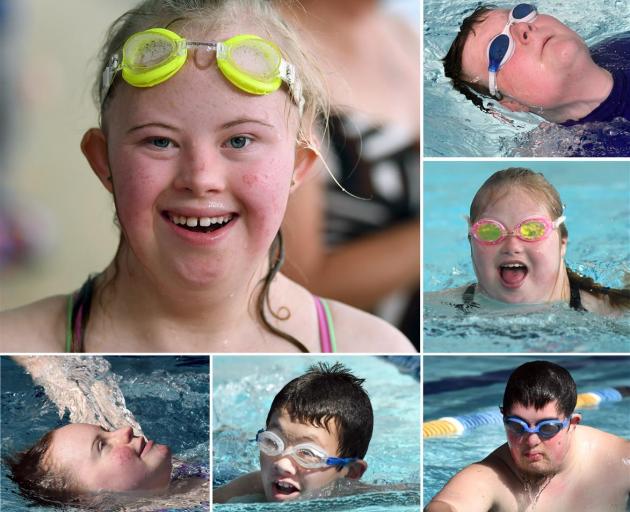 Dunedin secondary school pupils at a Special Olympics-organised event at Moana Pool yesterday (clockwise from top left): Amy Frethey, (16, Taieri College) Luke Bain (18, Sara Cohen School), Laura Valentine (17, Bayfield High School), Levi Toki (20, Sara C