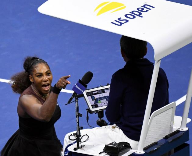 Serena Williams of the United States yells at chair umpire Carlos Ramos. Photo: Reuters