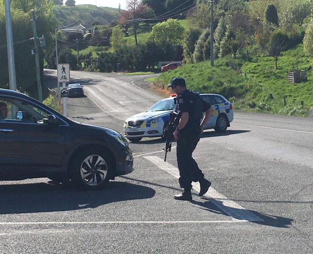 Armed police have cordoned off some Oamaru streets this morning. Photo: ODT