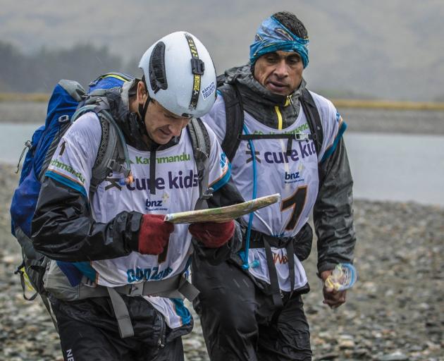 Chris Forne (left) and Nathan Faavae during the 2015 GodZone race near Wanaka. Photo: Supplied