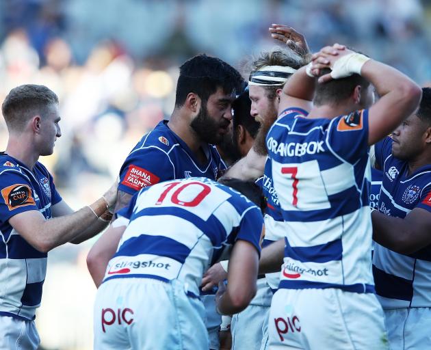Akira Ioane (centre) had a barnstorming game, scoring twice upsetting Wellington with his...