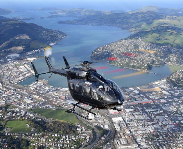 Helicopters Otago's new air ambulance helicopter, a twin-engine Eurocopter 145, gets a feel for its new surroundings. It will join the fleet next month. Photo: Stephen Jaquiery
