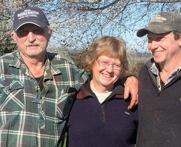 Laurie (left), Sharon and Ross Paterson from Waikaka Station in Eastern Southland. Photo: Sally Rae