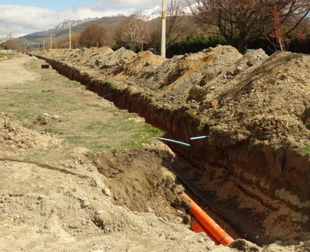 The ditch where power lines along a stretch of the Ladies Mile highway were put underground last...