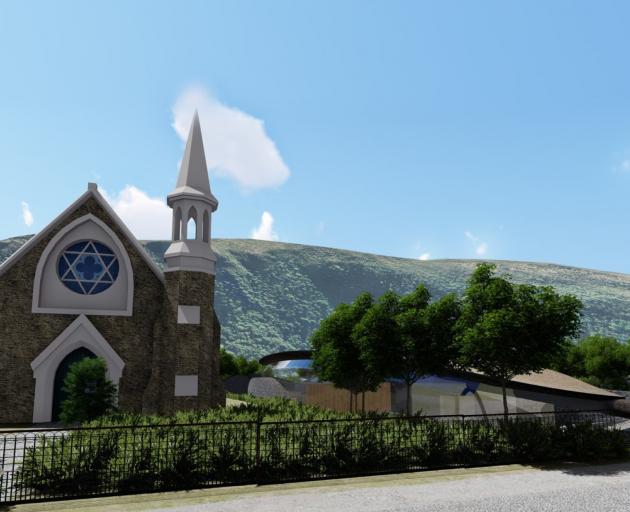 An artist's impression shows the historic St Patricks Catholic Church in Arrowtown, beside which...