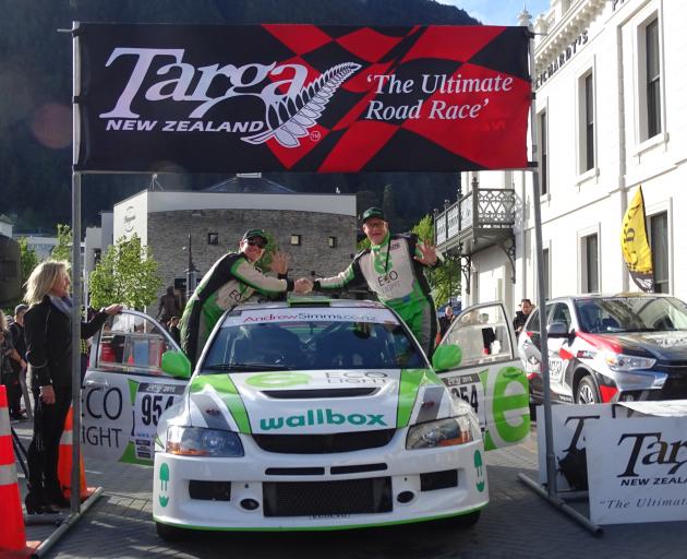 Targa Rally winners Glenn Inkster (left) and co-driver Spencer Winn at the finish line in...