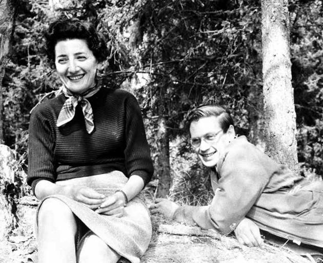 Maurice Shadbolt at play with Jenny Bojilova at Bistritsa, Bulgaria, in October 1957. Photos:...