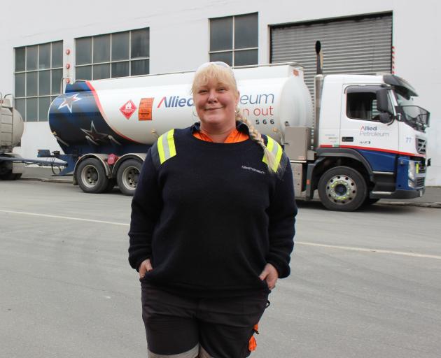 Mel Foot and her truck. She said once you get the hang of it, it is actually pretty easy to drive. Photo: Ella Stokes