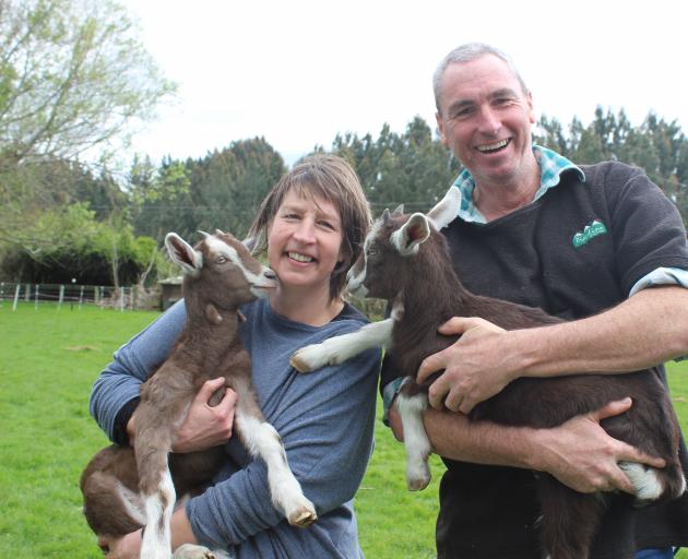 Tracy Tooley and Malcolm Gawn not only love creating soap from goats' milk but they also love the animals themselves. Photo: Ella Stokes