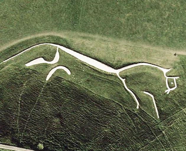 . . . which could be the cousin of the famous, prehistoric 110m-long Uffington White Horse, carved into a chalk hillside on the Berkshire Downs in the late Bronze Age, sometime between 1380BC and 550BC. Photo: Wikipedia