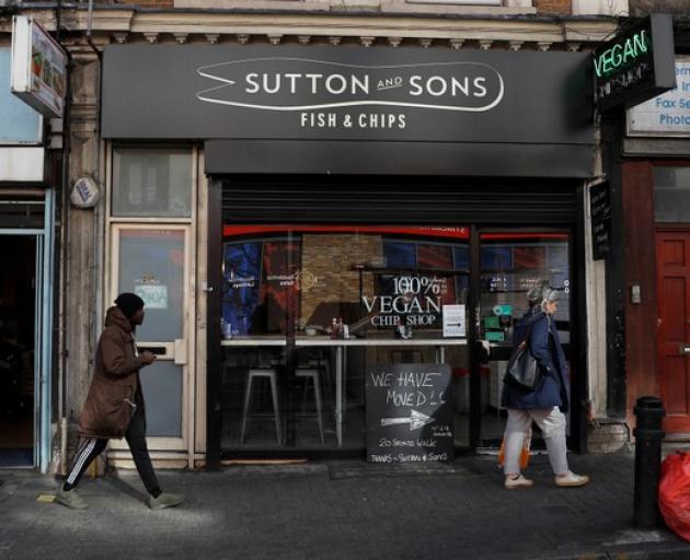 Sutton and Sons vegan fish and chip restaurant is seen in Hackney, London. Photo: Reuters