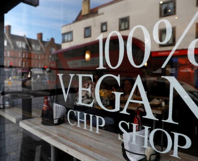 The vegan fish costs 5.50 pounds ($NZ10.85) per serving. Vegan burgers and sausages are also on the menu to cover the full spectrum of vegan fast food. Photo: Reuters