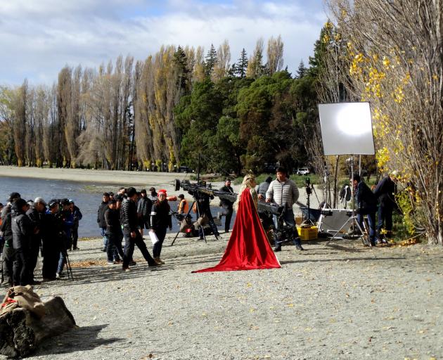 A film crew shoots scenes for the Chinese fantasy drama television series 'Legend of S' on the shores of Lake Wanaka last year. Photo: Tim Miller