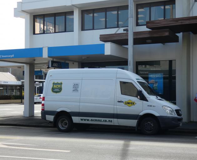 An ACM cash van parked outside of ANZ Bank in Invercargill this morning. Photo: Ben Waterworth