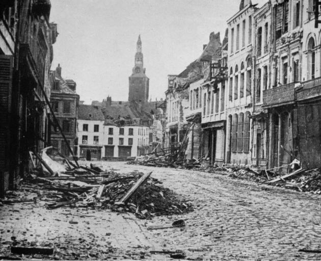 A street scene in Armentieres, a town well-known to New Zealand soldiers,who took part in some...