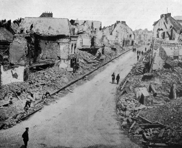 Ruins in the town of Bapaume in France, where a great battle was recently fought, with New Zealanders involved in its capture. - Otago Witness, 13.11.1918.