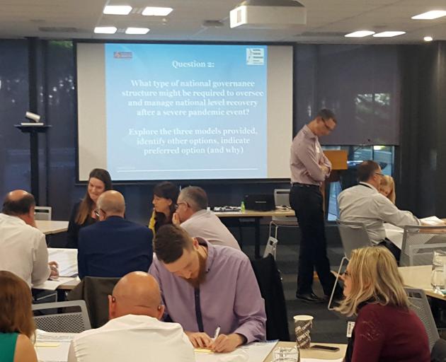 Officials take part in the Exercise Pomare pandemic planning exercise. Photo: Supplied