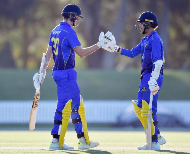 Otago batsmen Jacob Duffy (left) and Michael Rippon. Photo: Getty Images 