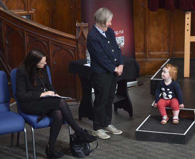 Prime Minister Jacinda Ardern and Dunedin Symphony Orchestra board president Ruth Houghton give...