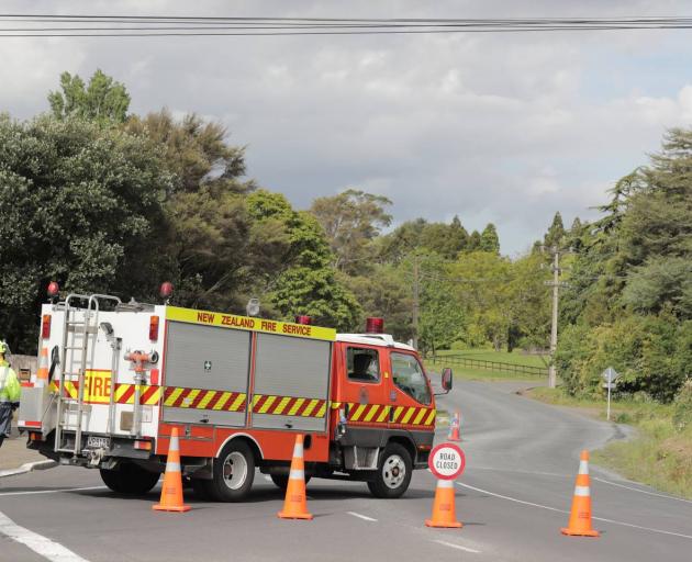 Emergency services attend a crash in Henderson Valley Road. Photo: NZME