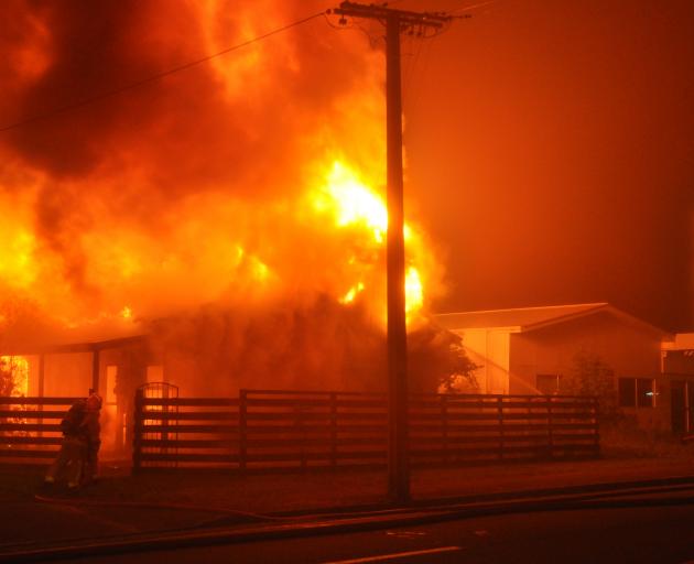 Forty-two firefighters from Hokitika to the Grey Valley were sent to Kumara. Photo: Greymouth Star