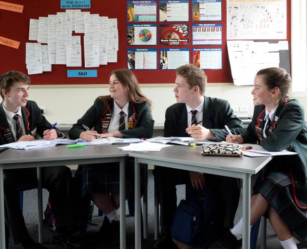  Kaikorai Valley College pupils (from left) Cam Hall (18), Samara Marks (18), Eddie Bernhardt (16...
