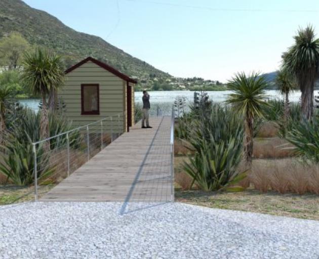 Computer-generated image shows the proposed pontoon and waiting room in the day. Images: QLDC