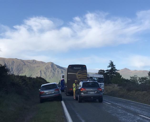 Traffic is backed up near the crash site. Photo: Daisy Hudson
