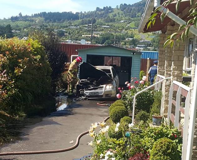 A car exploded in Mosgiel this morning. Photo: George Block