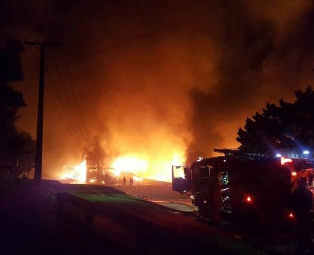 A poultry farm in West Auckland was razed to the ground. Photo: Supplied via RNZ