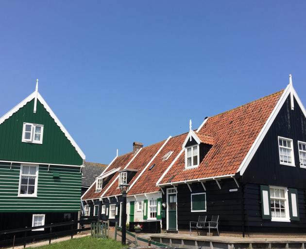Traditional black and green houses in Marken. Photo: Julie Orr-Wilson 