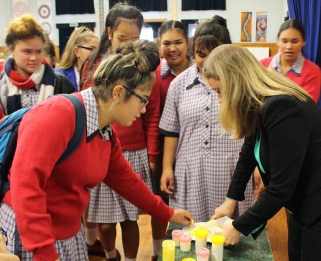 Katharine Holdsworth, a food process technologist at Fonterra’s Edendale dairy factory, shows...