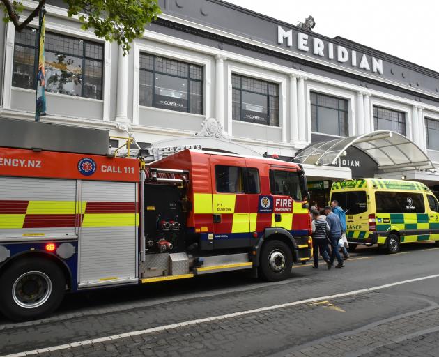 Emergency services outside Meridian mall today where a boy became stuck in a vending machine....