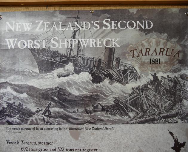 A display on the shipwreck of the Tararua.